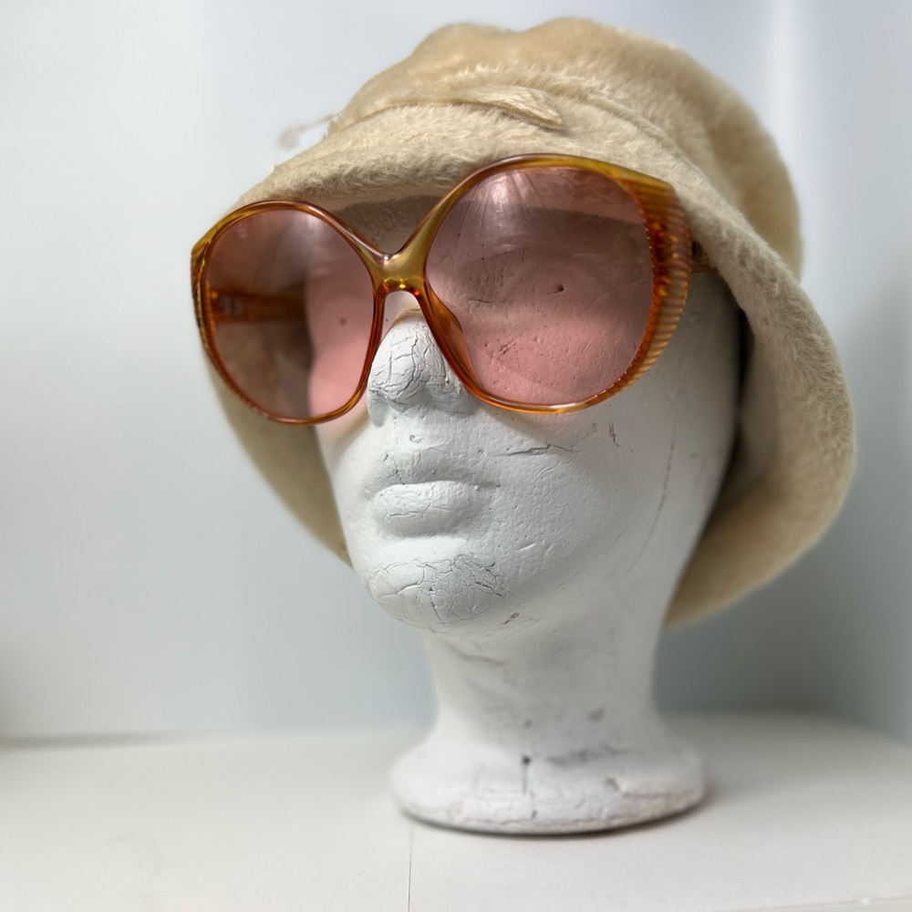 Oversized Retro Vintage Christian Dior Orange Rose colored lens sunglasses